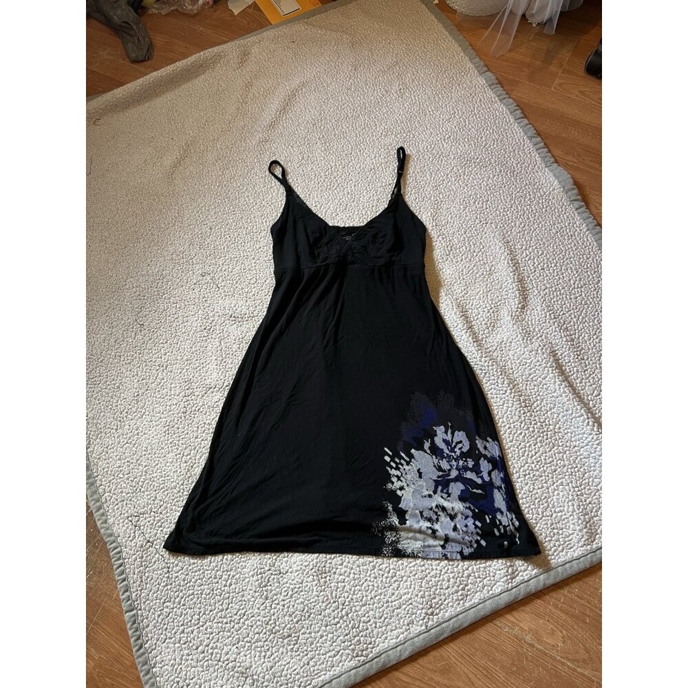 Cool Nights By Soma Medium Nightgown Black Blue Adjustable Straps